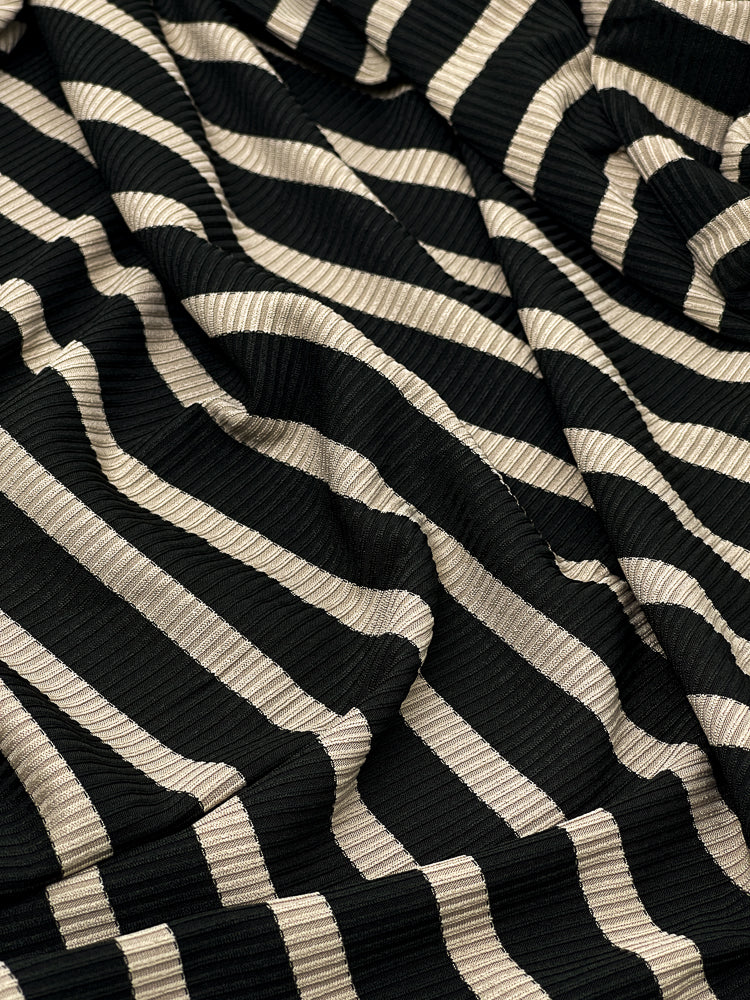 Tecido Malha Canelada Listrada