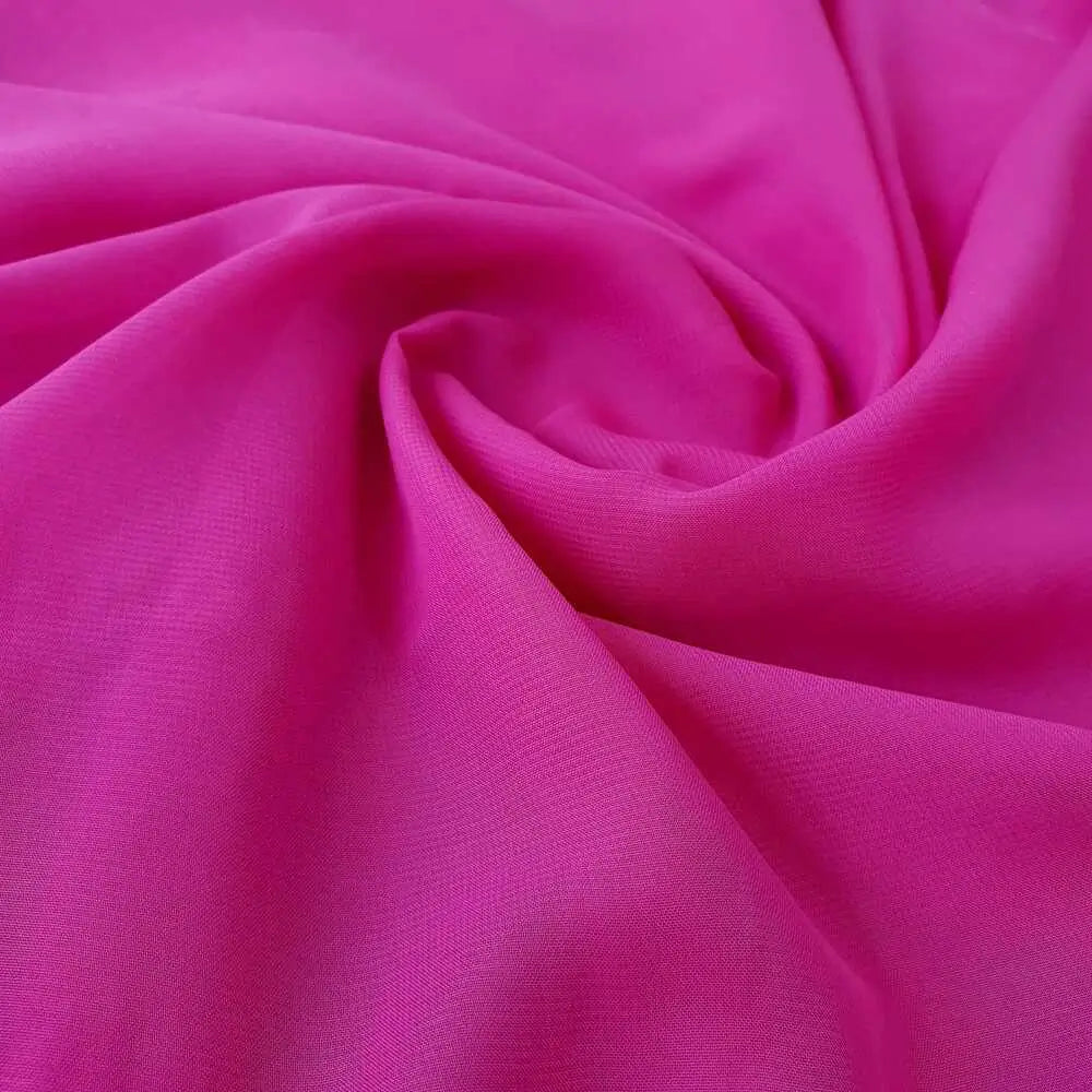 Tecido rosa pink, chiffon musseline liso, textura delicada e leve.