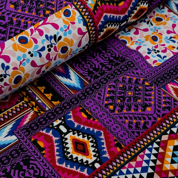 Tecido Microfibra Africana Tribal Boho