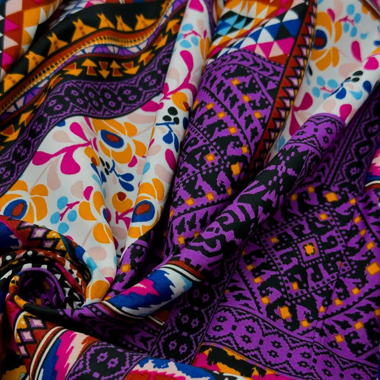 Tecido Microfibra Africana Tribal Boho