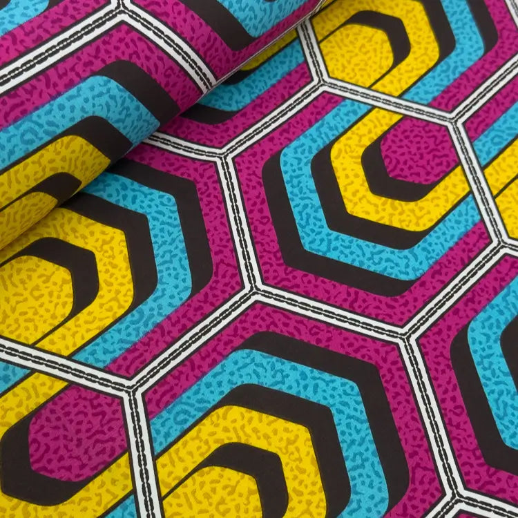 Tecido Microfibra Africana Hexa Pop