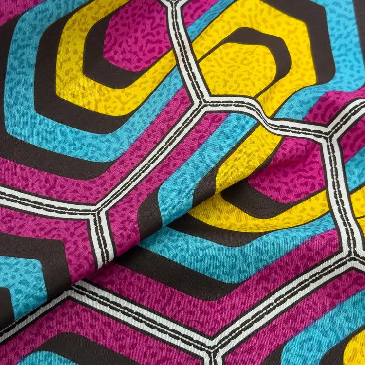 Tecido Microfibra Africana Hexa Pop