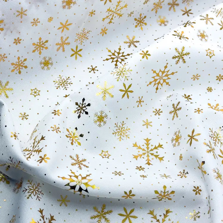 Tecido Oxford Natalino Flocos de Ouro