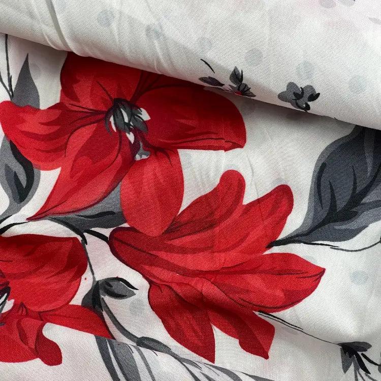 Tecido Percal Jardim Escarlate