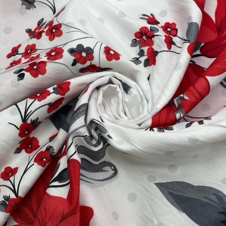 Tecido Percal Jardim Escarlate