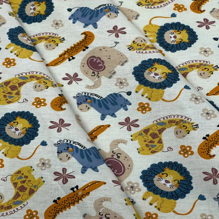 Tecido Tricoline Amigos da Savana