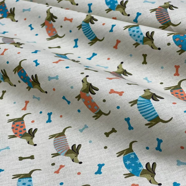 Tecido Tricoline Doguinho Raça Dachshund