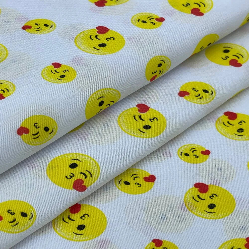 Tecido Tricoline Mista Emoji