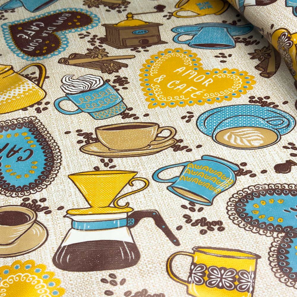 Tecido Toalha Térmica Estampada Café E Canela