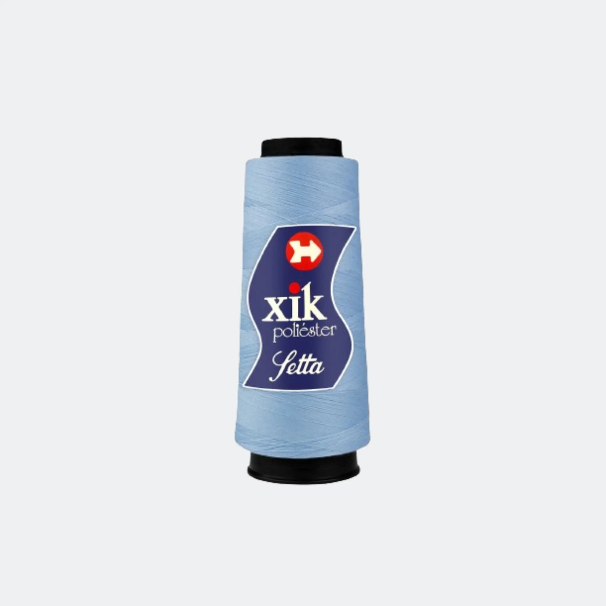 Linha de costura azul-claro Setta Xik 120 2000j em carretel, adequada para costura geral de moda.