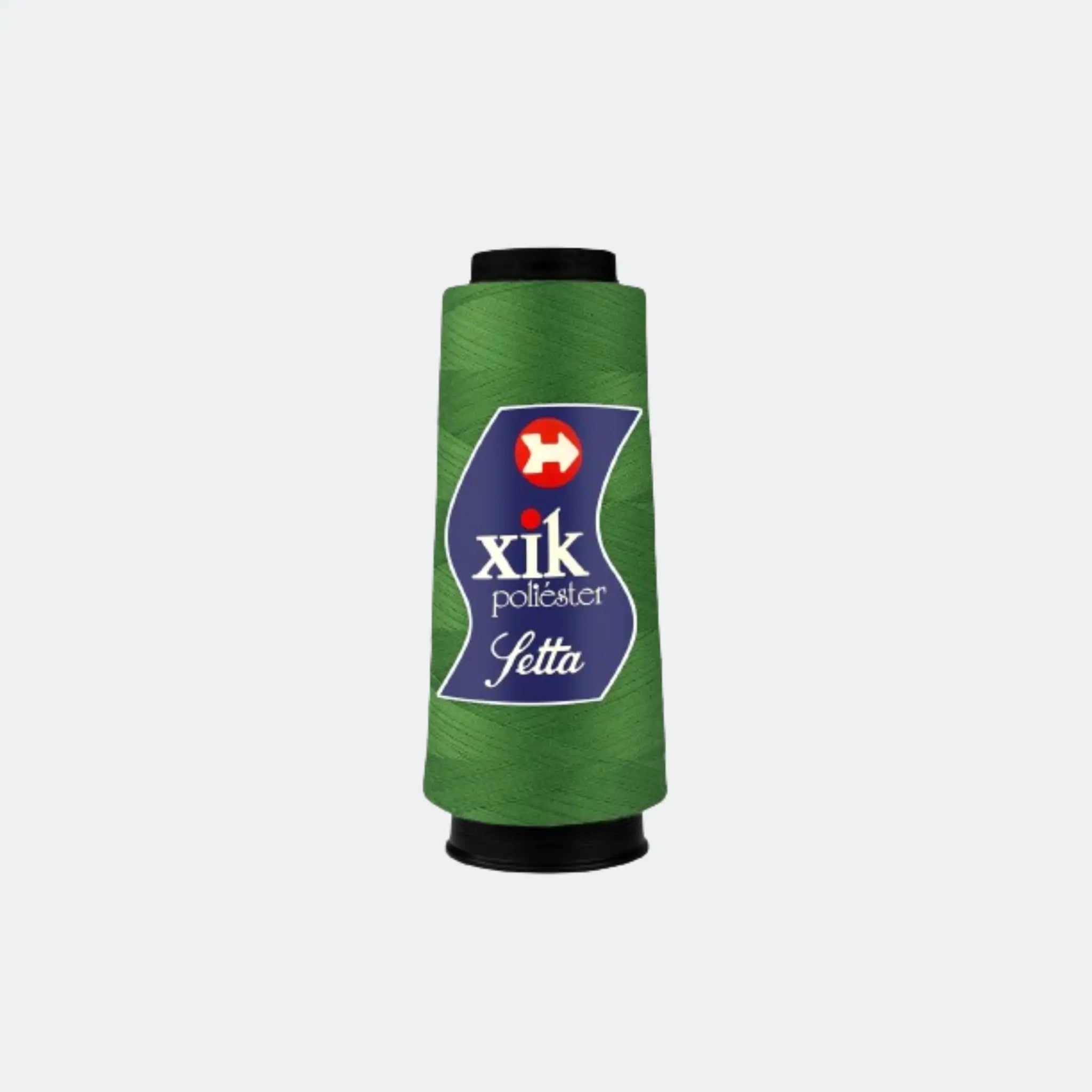 Carretel de linha de costura Setta Xik verde bandeira, 120 2000j, poliéster fiado, para diversas aplicações em costura.