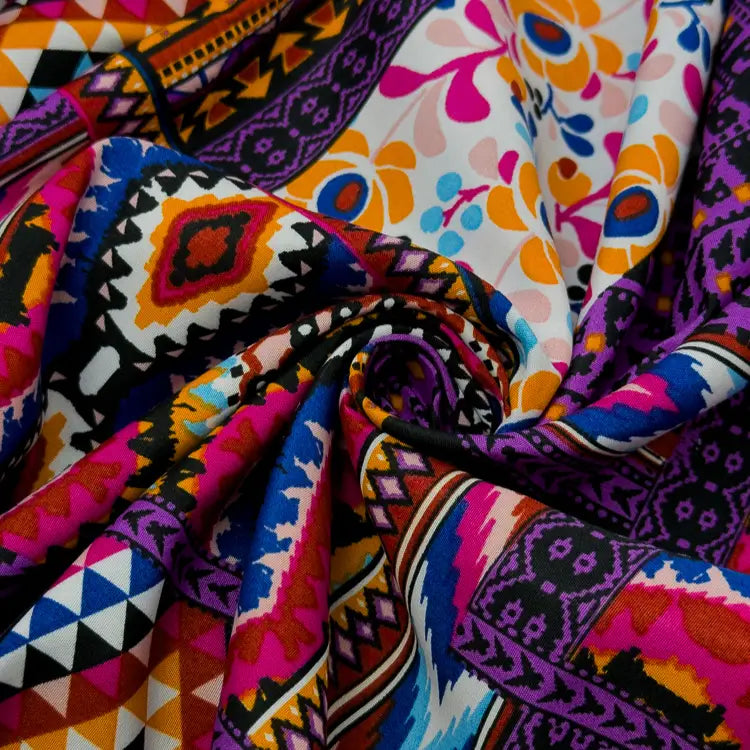 Tecido Microfibra Africana Tribal Boho