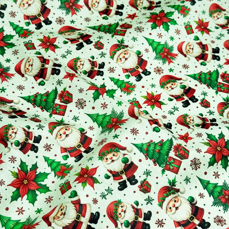 Tecido Tricoline Digital Papai Noel Festivo