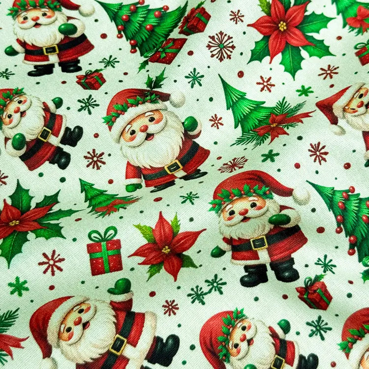 Tecido Tricoline Digital Papai Noel Festivo